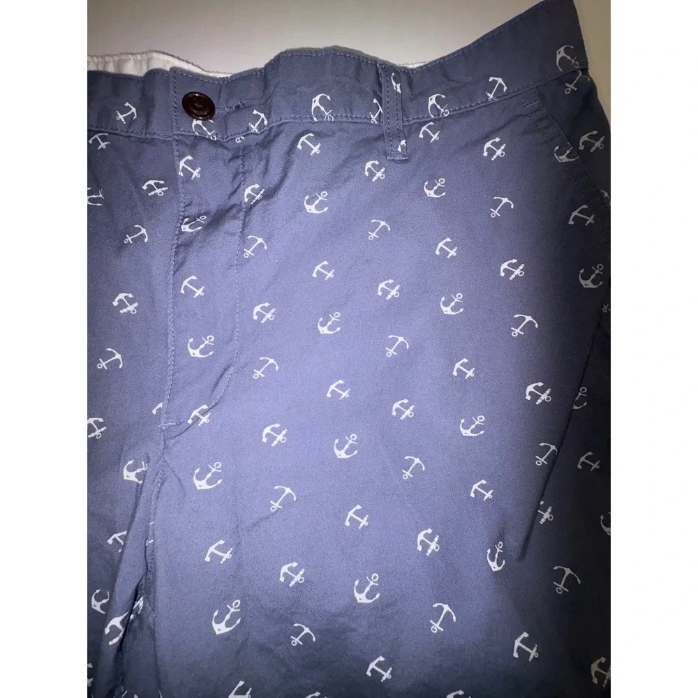 Dockers Mens Anchor Print Flat Front Shorts Navy Blue Size‎ 36
